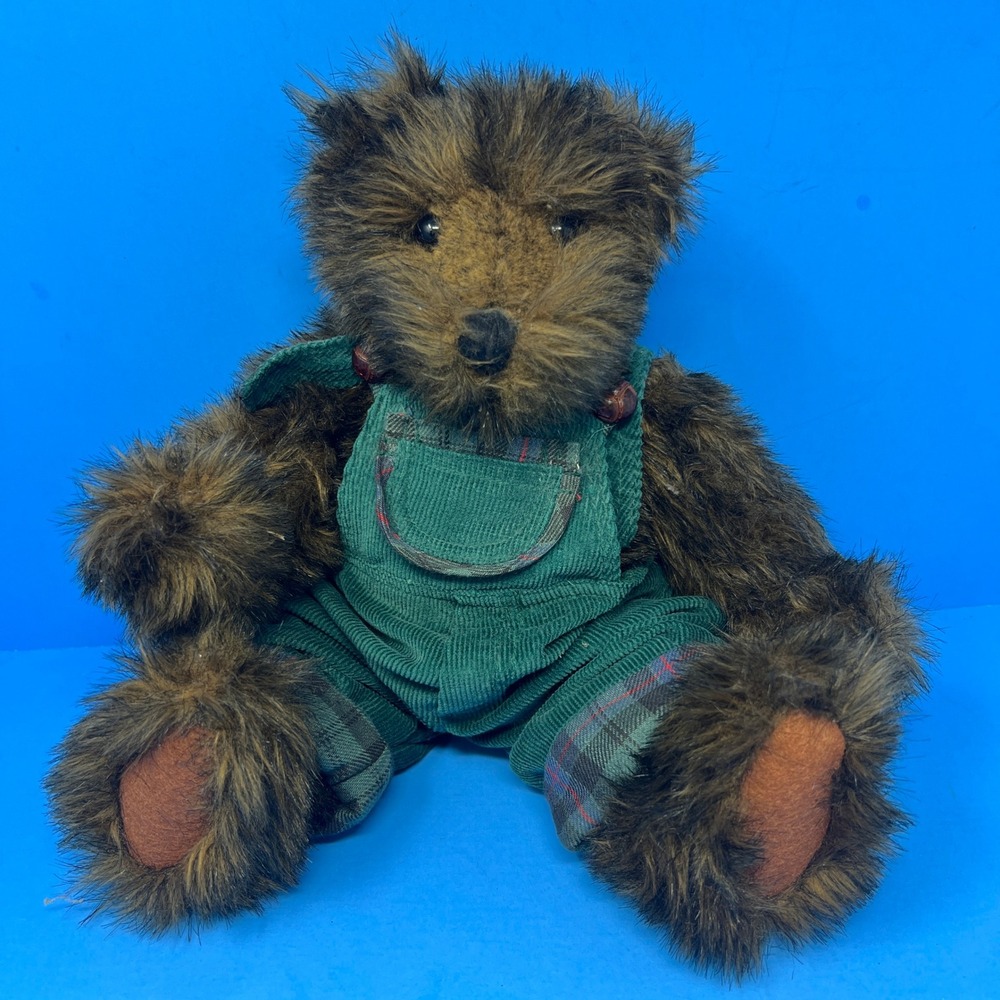 Ashton Drake Jointed Teddy Bear Plush‎ 1996 Green Corduroy Outfit 13 inch